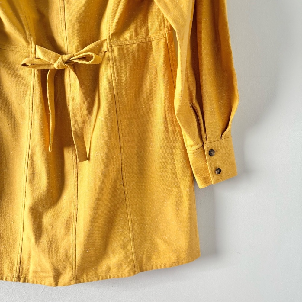 & Other Stories NWT Tailored Puff Sleeve Mini Dress V-Neck Structured Yellow - Picture 5 of 6